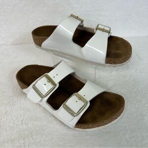 Birkenstock Kids Girls Sandals Size 31 US 13-13.5 White Narrow Arizona Leather